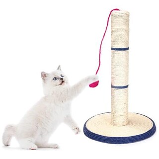 Tiragraffi Per Gatti Con Sfera Oro/Bianca - Piccolo 30 * 30 * 46 Cm