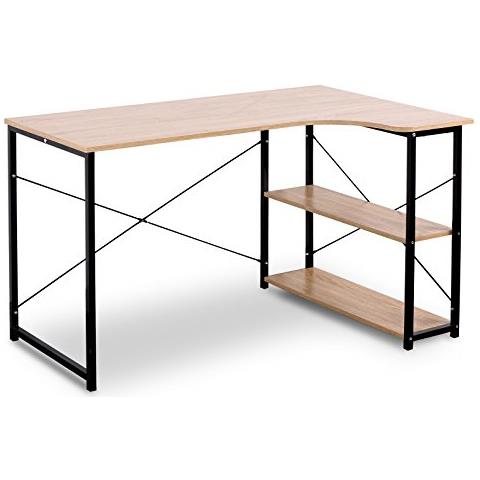 WOLTU TSB02srs Scrivania Libreria Tavolo PC Computer Ufficio Studio Lavoro Scaffale Moderno 2 Ripiani in Acciaio Legno 120x60x140cm 