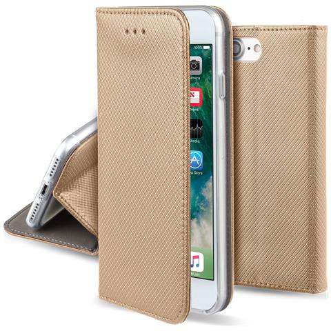 Moozy Cover Per Iphone 6s, Iphone 6, Oro - Custodia A Libro Flip Smart Magnetica Con Appoggio E Porta Carte