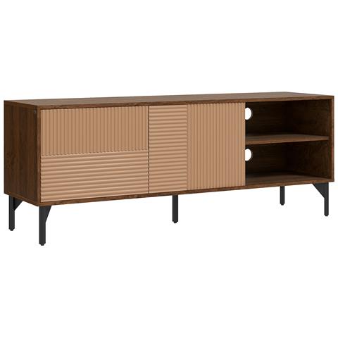 Homcom Marrone - Mobile Porta Tv Fino 65'' Con Armadietti E Vani Aperti In Legno, 150X40x56cm, Taglia 2