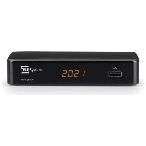 TELESYSTEM Decoder Digitale Terrestre HD Facile T2 HEVC a con Telecomando Colore Nero