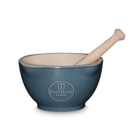 Emile Henry Mortaio Natural Chic 14 cm con pestello color seme di papavero in ceramica