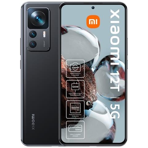 XIAOMI 12T 5G 256GB 8 GB RAM Dual Sim Display 6.67" 2K Fotocamera 108 Mpx Android Nero