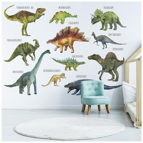 MURALO Xxl Carta Da Parati Fotografica Autoadesiva Acquerello Dinosaur Effetto 3d Generi (l) 180 Cm X (a) 120 Cm Carta Da Parati Carta Da Parati Murale Carta Da Parati Stanza Dei Bambini Sala Giochi 4821