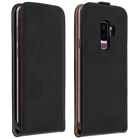 Avizar Custodia Galaxy S9 Plus In Pelle Sportellino Linguetta Magnetica - Nero