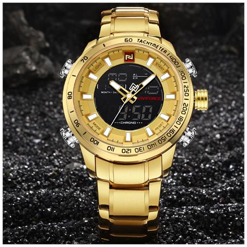 HTN Cronografo Sportivo Da Uomo Di Lusso Di Marca Militare Impermeabile El Retroilluminazione Digitale Orologi Da Polso Da Uomo Cronometro Orologio | Orologi Al Quarzo (oro) 