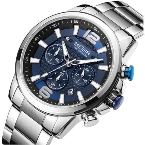 HTN Orologio Da Polso Al Quarzo Da Uomo Cronografo Con Cinturino In Acciaio Inossidabile Da Uomo Orologi Da Polso Al Quarzo Da Uomo Impermeabili Luminosi | orologi Al Quarzo (argento) 