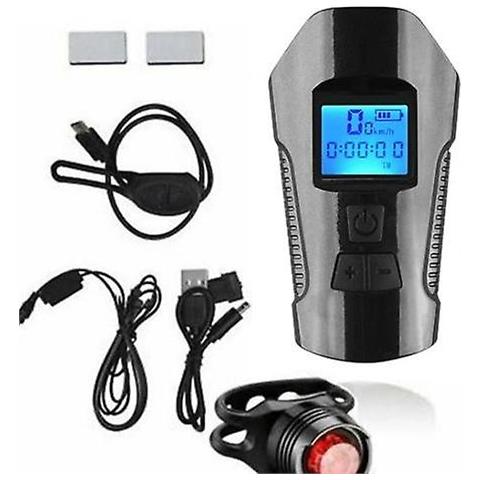 Image of Pesotro Del Ciclo Di Luce Anteriore Ricaricabile In Bici Usb Con Contachilometri Del Tachimetro A Led Bicicletta