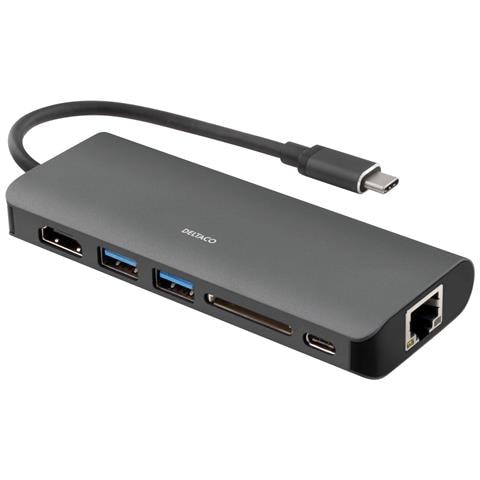DELTACO Docking Station Deltaco Usb-c Con Hdmi, Rj45, 2xusb A, Usb-c Pd Nero