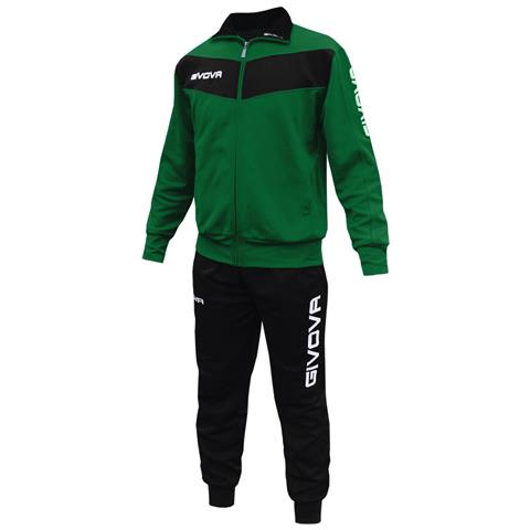 Givova Uomo Verde/Nero - Tuta Visa - Completo Di Giacca A Manica Lunga E Pantalone Di Colore Verde / Nero Xs Taglia 5