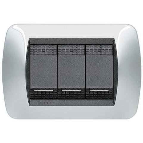 BTICINO L4803cr - Living Int - Placca 3 Posti Cromo Lucido