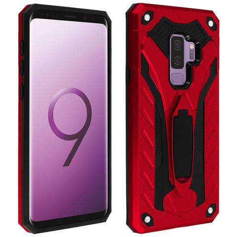 Avizar Cover Galaxy S9 Plus Protezione Doppia Antishock Funzione Supporto - Rosso