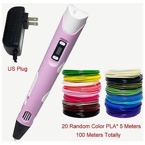 HTN (rosa Us-100m Pla) Penna Da Stampa 3d Penna 3d Display Oled Oled Con 12 Colori Pla / Abs Filamenti Stampante Di Disegno 3d Per Bambini / Adulti Design Creativo Disegno
