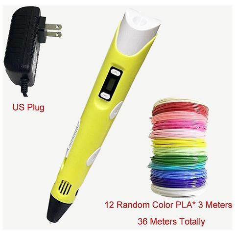 HTN (giallo Us-36m Pla) Plan Da Stampa 3d Penna 3d Penna Oled Display Con 12 Colori Pla / Abs Filamenti Stampante Di Disegno 3d Per Bambini / Adulti Design Creativo Disegno