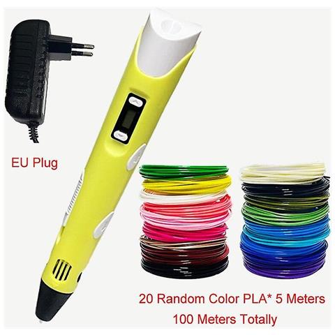 HTN (giallo Eu-100m Pla) Plan Da Stampa 3d Penna A Penna 3d Display Oled Con 12 Colori Pla / Abs Filamenti Stampante Per Disegni 3d Per Bambini / Adulti Design Creativo Disegno