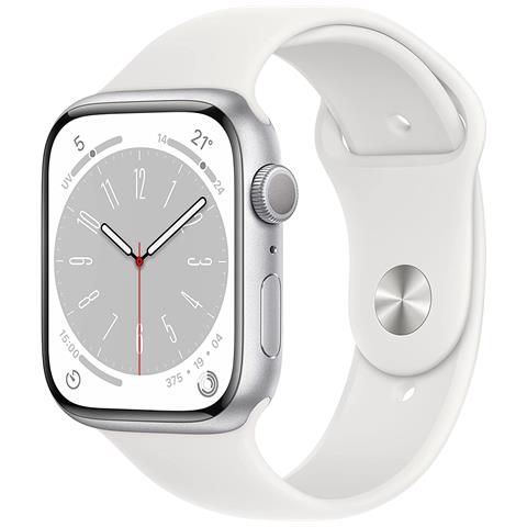 APPLE Watch Series 8 Gps 45mm Silver Aluminium Case With White Sport Band - Regular
