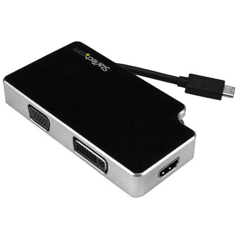 STARTECH.COM Adattatore da Viaggio Audio / Video 3 in 1 - USB-C a VGA, DVI o HDMI - 4K