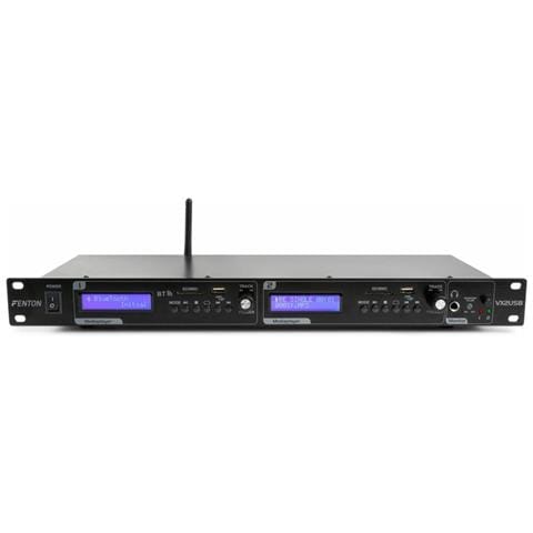 Fenton mod. VX2USB Lettore a 2 canali per DJ, con porta USB che legge formati MP3 e slot SD / MMC, interfaccia Bluetooth, funzione di registrazione - colore: nero
