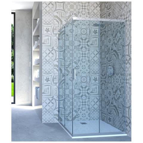 Box Doccia Angolare Porta Scorrevole 86x75 Cm Trasparente