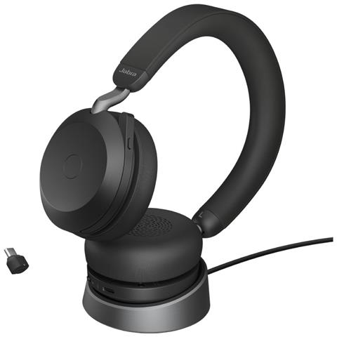 JABRA Cuffie Evolve2 75 Wireless USB-C Unified Communication con Base di Ricarica Colore Nero