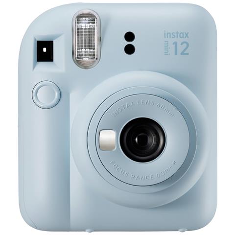 FUJIFILM Fotocamera Istantanea INSTAX mini 12 Specchietto Selfie e Modalità Close Up Esposizione Automatica Design Pop Dimensioni Stampa 86 mm x 54 mm Colore Blu Pastello