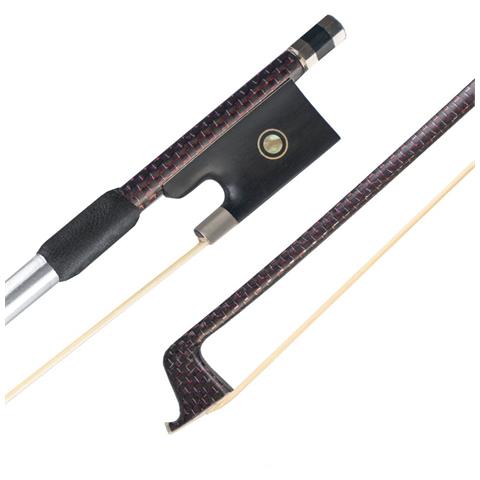 JUSTGREENBOX Maestro Rosso Seta Intrecciato Fibra Di Carbonio Arco Di Violino 4/4 Bianco Mongolia Crine Di Ebano Rana Risposte Durevoli E Veloci