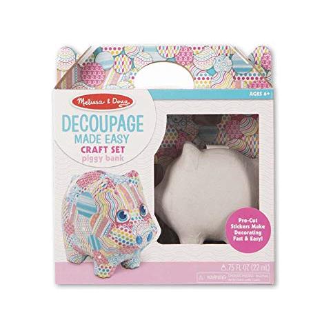 MELISSA &AMP; DOUG Melissa & Doug Decoupage Made Easy - Kit Di Arti E Mestieri Per Bambini Salvadanaio (ottimo Regalo Per Ragazze E Ragazzi - Ideale Per Bambini Di 6, 7, 8, 9, 10 Anni E Oltre) 
