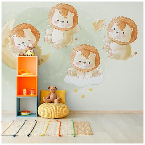 MURALO Xxl Carta Da Parati Fotografica Autoadesiva Acquerello Leoni Animali Safari (l) 135 Cm X (a) 90 Cm Carta Da Parati Murale Soggiorno Camera Da Letto 4823
