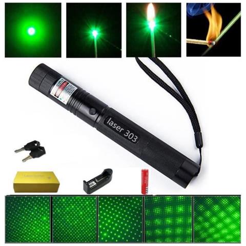 SLD Top Laser 303 200 Mw Puntatore Laser Lunghezza Focale Verde Regolabile E Modello Di Filtro A Stella Con Batteria Da 4000 Mah 18650 + Char. . .