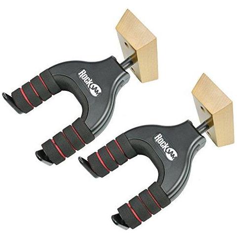 ROCKJAM Twin Pack Montaggio A Parete Universale Chitarra Hanger - Legno Base - Supporto Chitarra Acustica Chitarra Elettrica Holder Titolare Della Chitarra Bassa