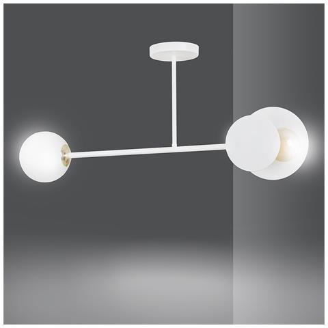 Emibig Bianco - Plafoniera Luci Minerva In Acciaio E Sfera In Vetro Opalino Taglia 2