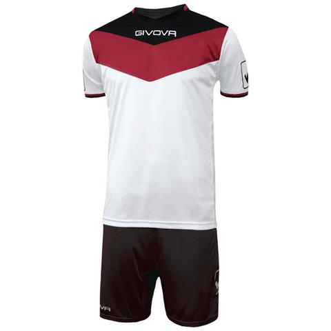 Kit Campo Mc Givova Rosso / nero Corsa Sport Uomo Staff Running Jogging Allenamento Relax Calcio Calcetto Torneo Scuola Sport - Taglia 3xs