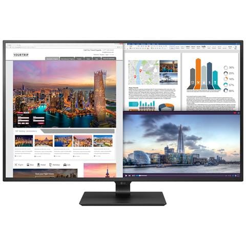 LG Monitor 43" LED IPS 43UD79-B 4K UltraHD LED IPS, 3840 x 2160, Display Port, 4 HDMI, USB-C, 2 Altoparlanti da 10 W, Nero, Telecomando Incluso, Ideale per Videosorveglianza
