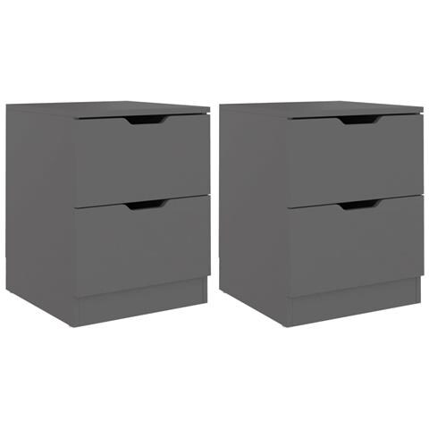 Comodini 2 pz Grigi 40x40x50 cm in Legno Multistrato