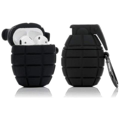 HTN Custodia Al Silicone Compatibile Per Airpods 1 & 2 E Sport Design Cover (black) 