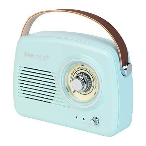 INTEMPO Ee3332blustkeu Altoparlante Bluetooth Ricaricabile Con Radio Fm E Portare Cinturino In Pelle Per Iphone Android O Altri Dispositivi Intelligenti Uscita 5 W Altoparlante Con Il Micro Cavo Di Ricarica Usb Blu
