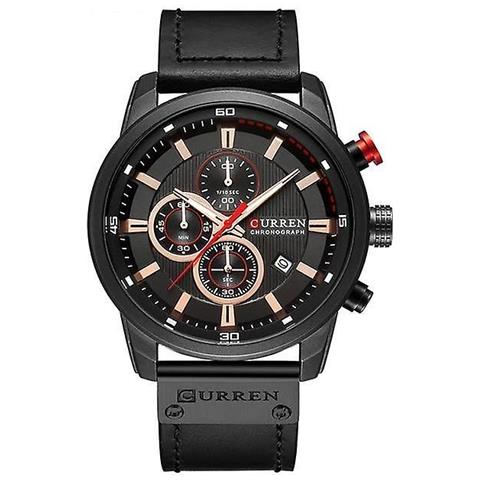 INLAW Uomini Orologi Sportivi Militari, Orologio In Quarzo, Cinturino In Pelle, Impermeabile, Orologio Da Polso (nero Nero) 