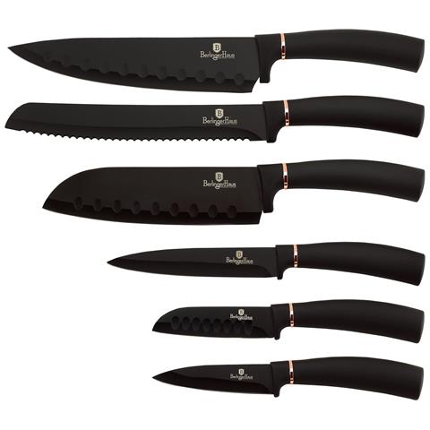 BERLINGER HAUS Black Rose Set Di 6 Coltelli Da Cucina Professionali Acciaio Inossidabile Coltello Da Cuoco Nero