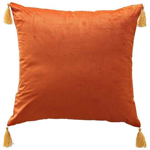 Image of Nordic Decorative Cushion Cover Solid Color Arancione Con Nappe Cuscino 45x45cm