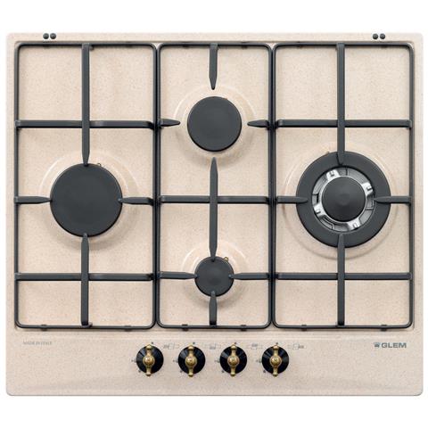 GLEM GAS Piano Cottura GT645SA a Gas 4 Fuochi Gas Colore Sabbia