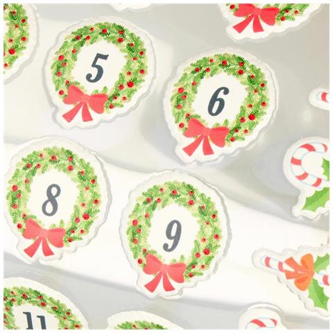 Artemio 36 Adesivi Rotondi Del Calendario Dell'avvento - Corone