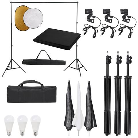 Kit Per Studio Fotografico Con Set Luci, Fondale E Riflettore