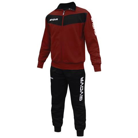 Givova Granata/Nero - Tuta Visa - Completo Di Giacca A Manica Lunga E Pantalone Di Colore Granata / Nero Xs Taglia 5