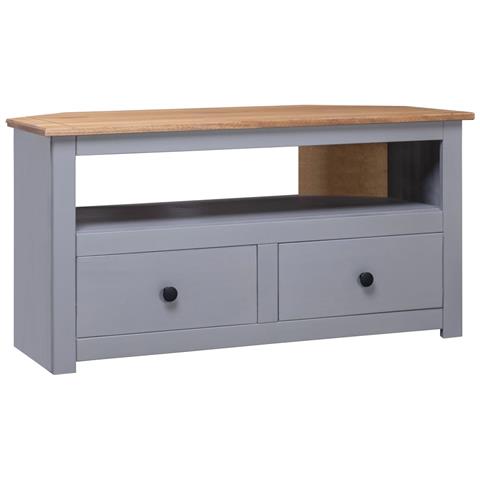VIDAXL Mobile Tv Angolare Grigio 93x55x49cm Pino Massello Panama Range