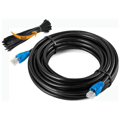 MUTECPOWER 10m Cat6 Esterna Impermeabile Diretto Sepoltura Cavo Di Rete Ethernet - Utp - Cca - 550 Mhz - Nero 10 Metro Con Fascette