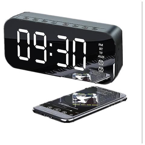 HTN Digital Digital Digital Alarm Clock A Led Multifunzionale, Altoparlante Bluetooth, Desktop Sul Comodino Elettronico Luminoso