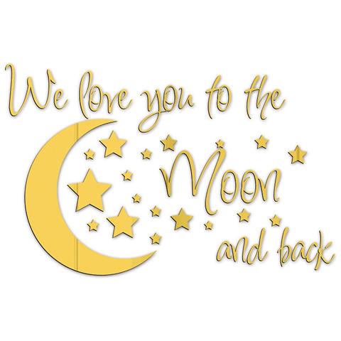 HTN Lettera Inglese Moon Star Combinazione Specchio Acrilico Sticker Tridimensionale