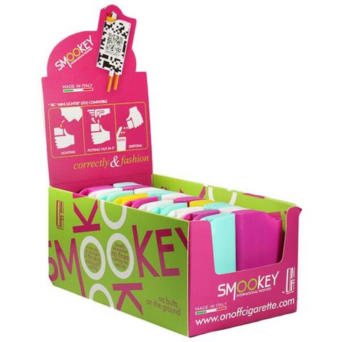 On-Off Cigarette 20 Posaceneri Tascabili Smookey Ignifugo Portaccendino Bic Mozziconi Colorati