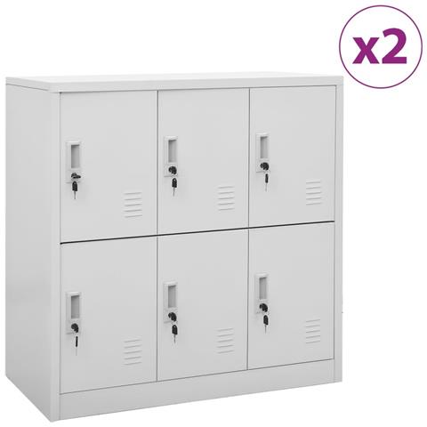 Image of Armadietti Con Chiave 2 Pz Grigio Chiaro 90x45x92,5 Cm Acciaio
