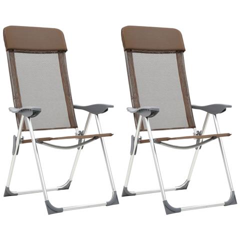 Image of Sedie Pieghevoli Da Campeggio 2 Pz In Alluminio Marrone / sedia Da Ufficio Ergonomica 6865631-1
